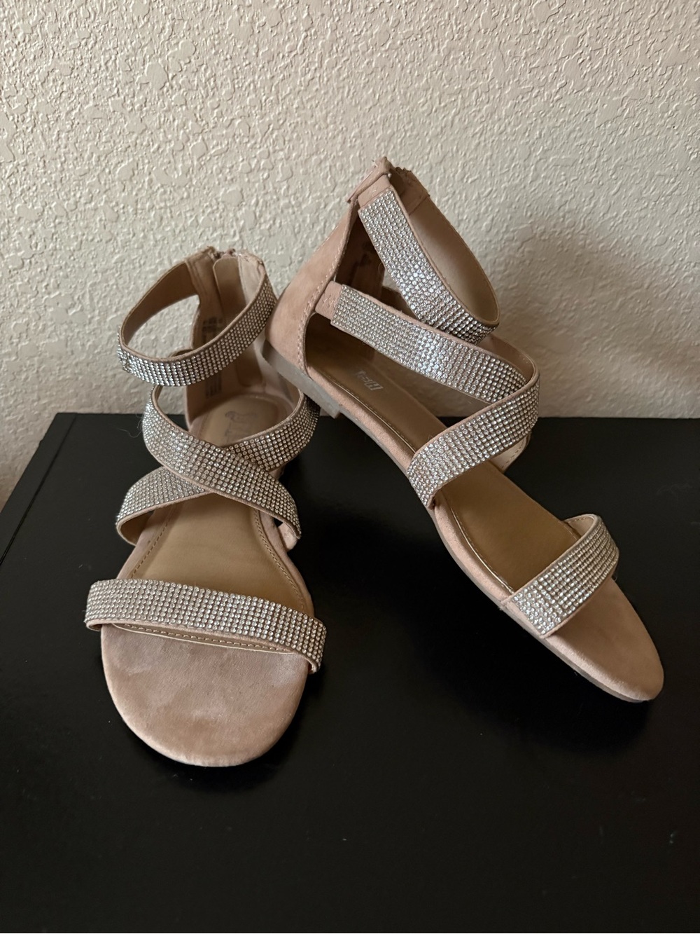 Brash Rhinestone Strappy Flat Sandals